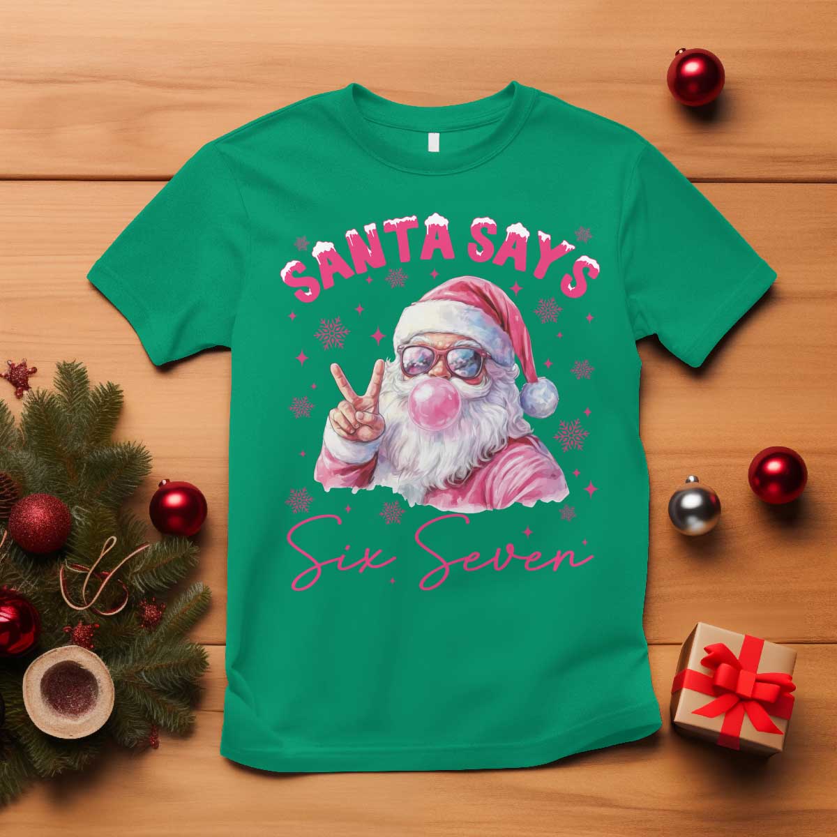 67 Six Seven Pink Santa Christmas Meme T Shirt - Wonder Print Shop