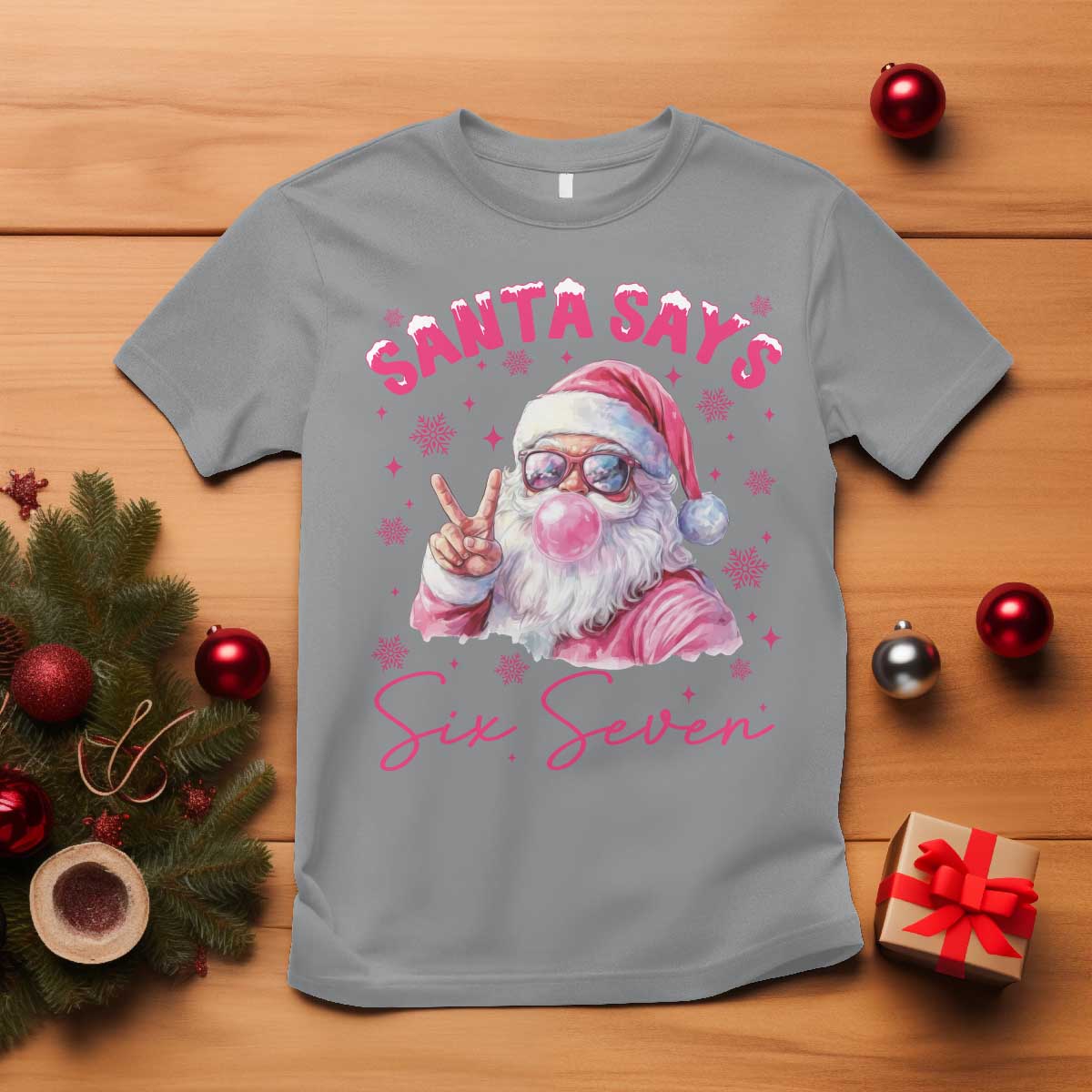 67 Six Seven Pink Santa Christmas Meme T Shirt - Wonder Print Shop