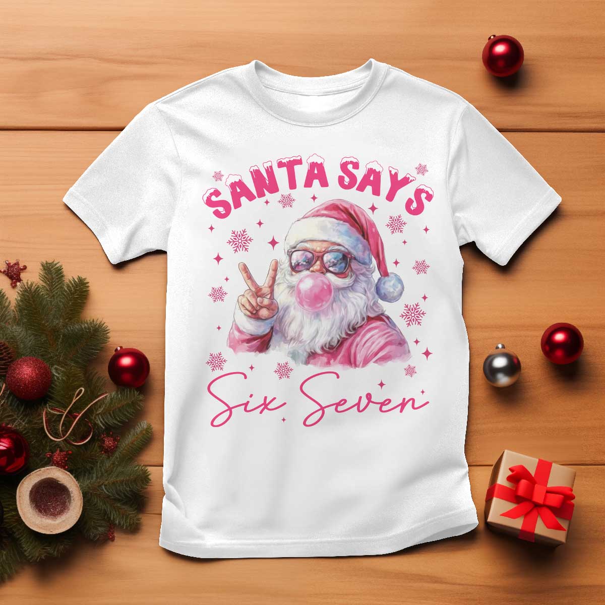 67 Six Seven Pink Santa Christmas Meme T Shirt - Wonder Print Shop