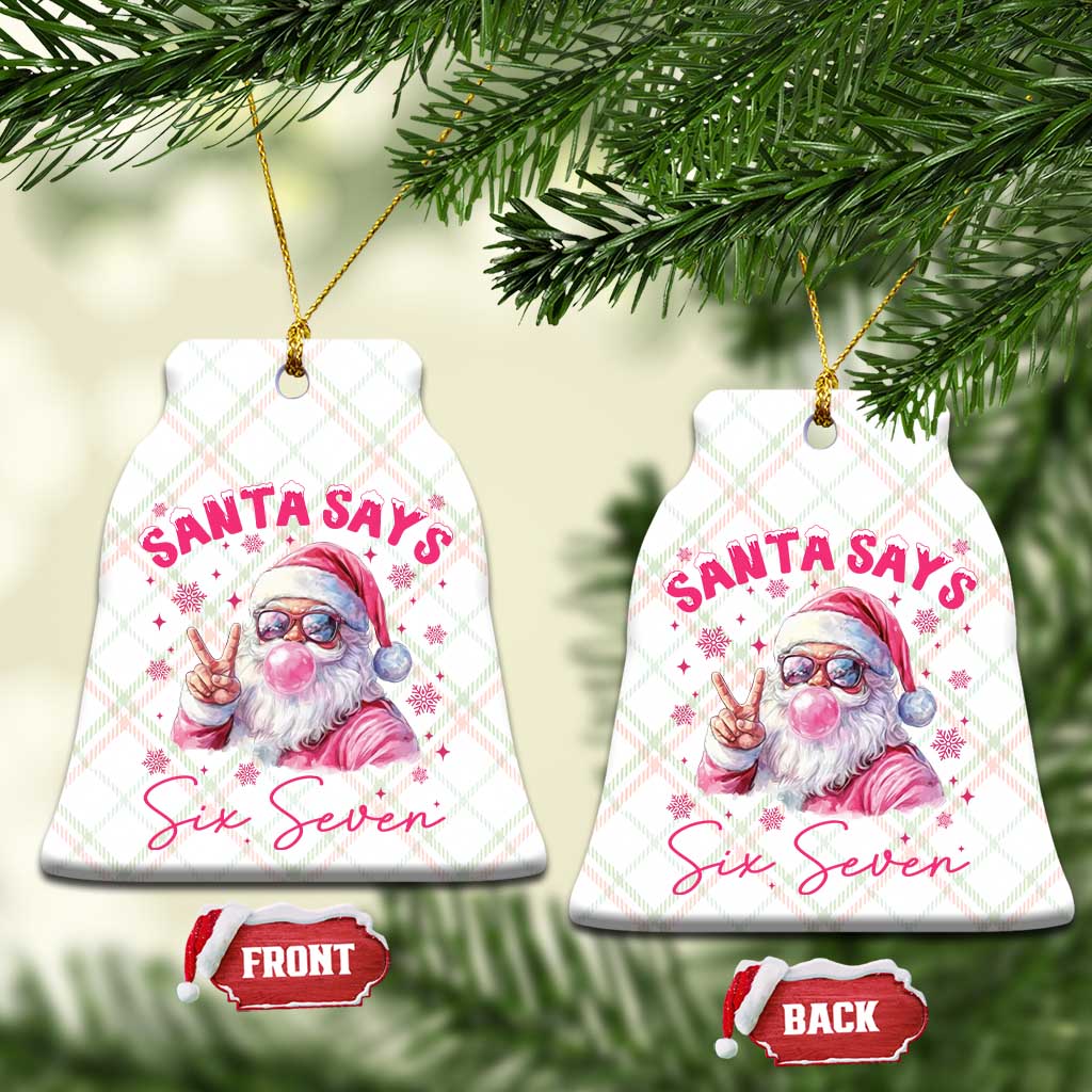 67 Six Seven Pink Santa Christmas Meme Ceramic Ornament - Wonder Print Shop