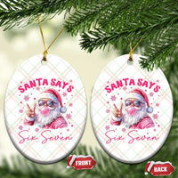 67 Six Seven Pink Santa Christmas Meme Ceramic Ornament - Wonder Print Shop