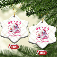 67 Six Seven Pink Santa Christmas Meme Ceramic Ornament - Wonder Print Shop