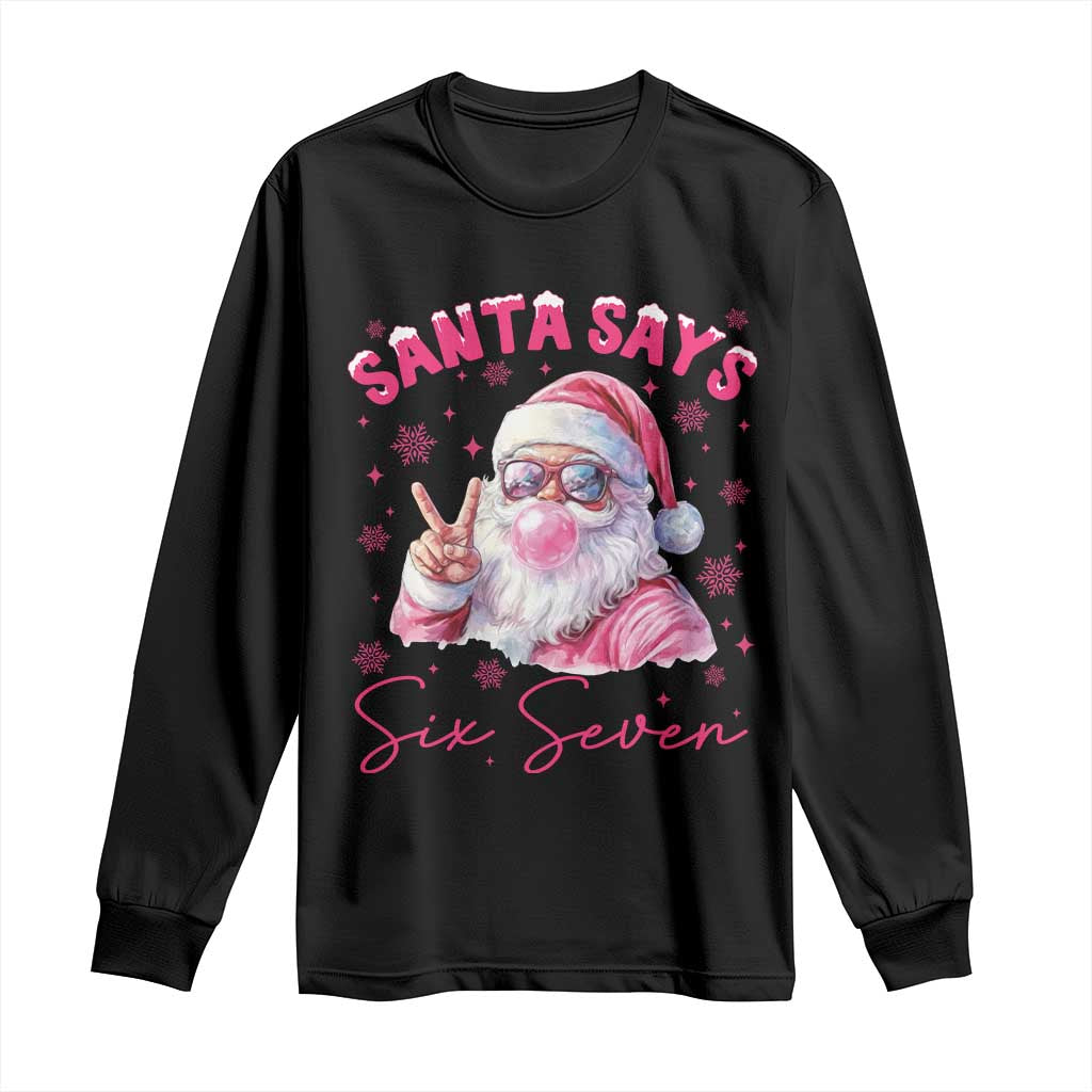 67 Six Seven Pink Santa Christmas Meme Long Sleeve Shirt - Wonder Print Shop