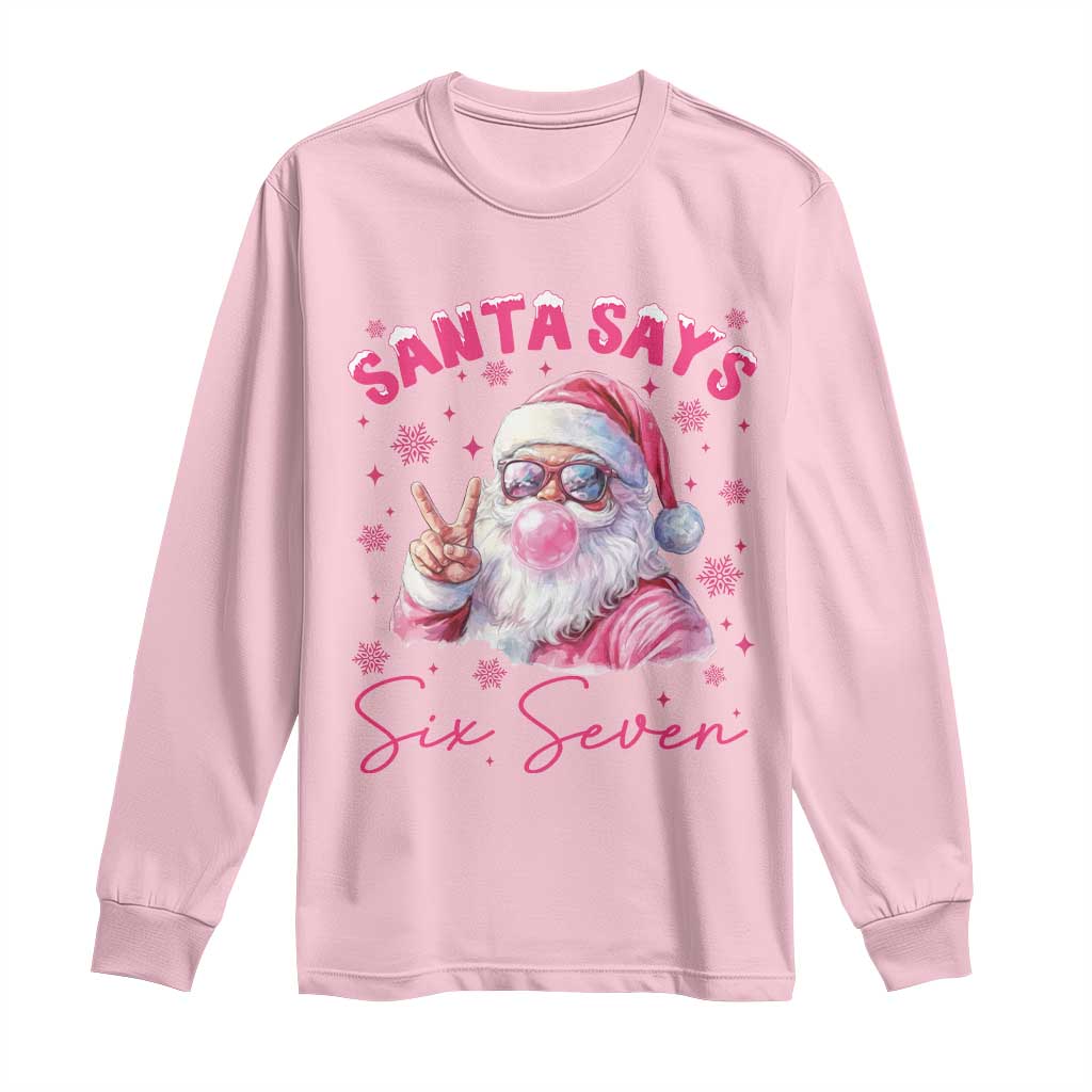 67 Six Seven Pink Santa Christmas Meme Long Sleeve Shirt - Wonder Print Shop