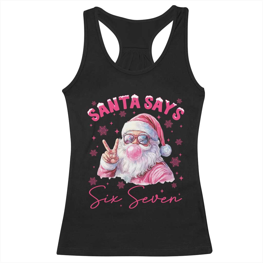 67 Six Seven Pink Santa Christmas Meme Racerback Tank Top - Wonder Print Shop