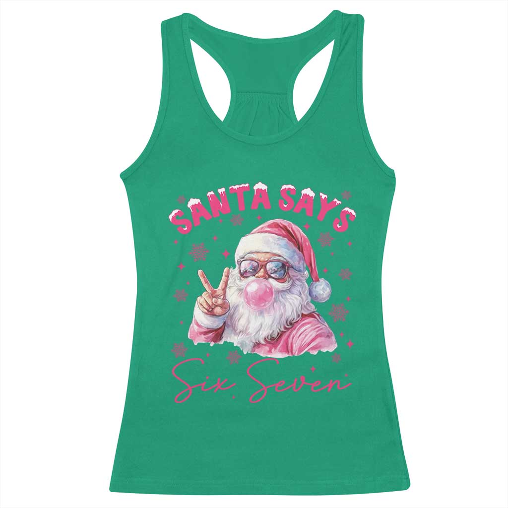 67 Six Seven Pink Santa Christmas Meme Racerback Tank Top - Wonder Print Shop