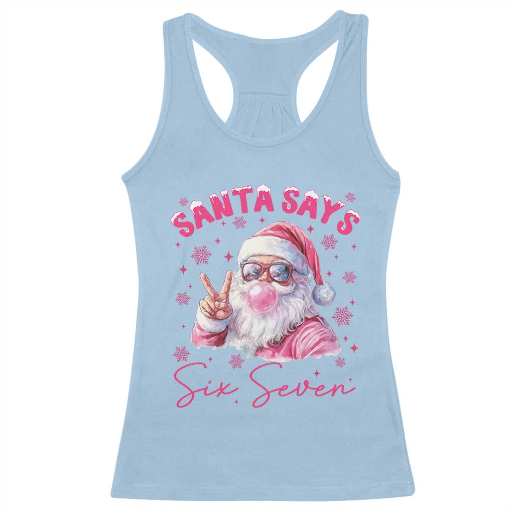 67 Six Seven Pink Santa Christmas Meme Racerback Tank Top - Wonder Print Shop