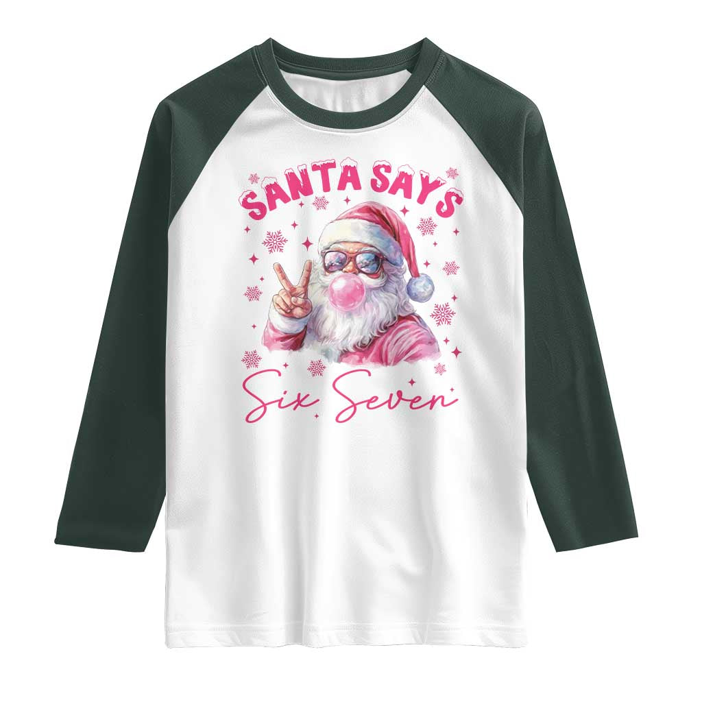 67 Six Seven Pink Santa Christmas Meme Raglan Shirt - Wonder Print Shop