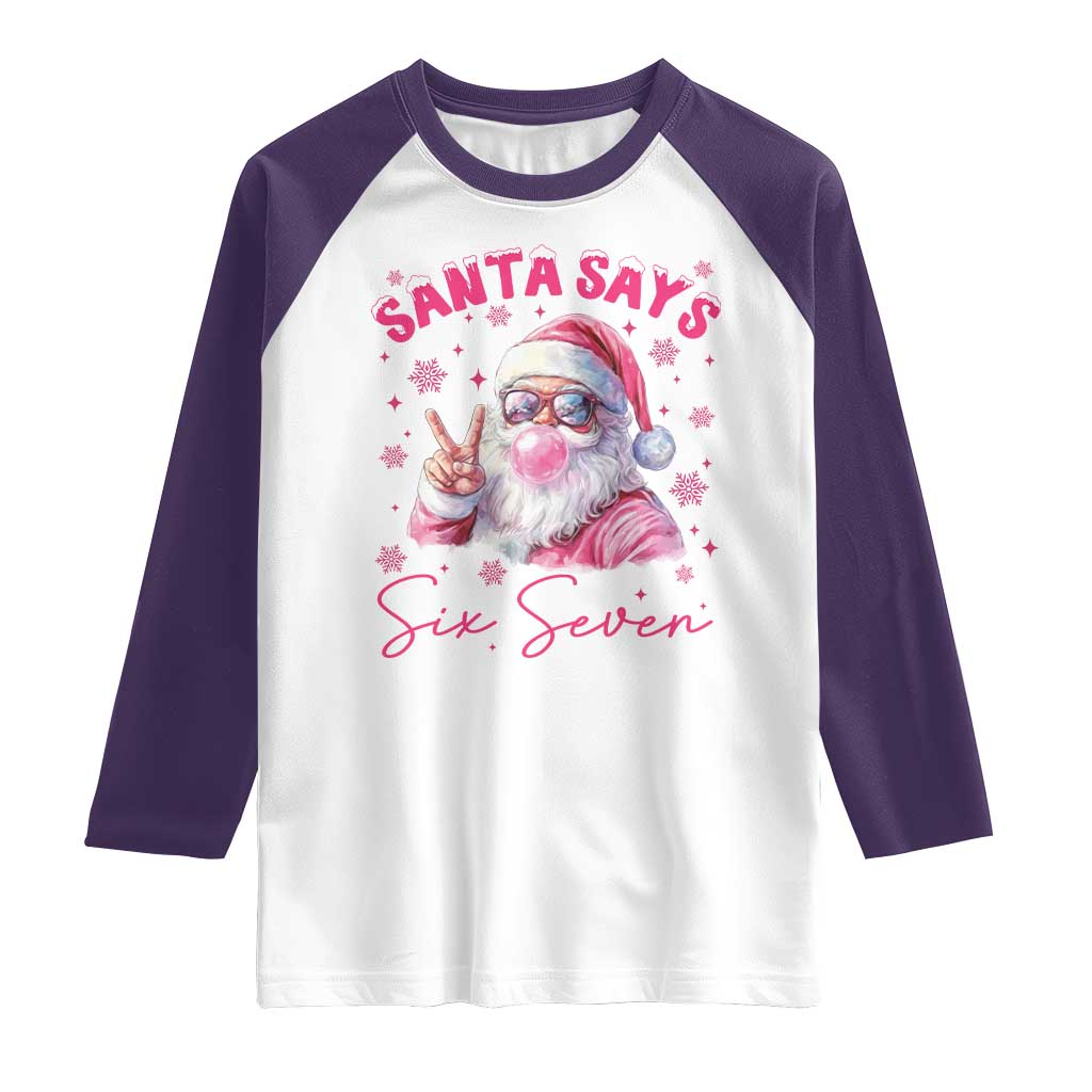 67 Six Seven Pink Santa Christmas Meme Raglan Shirt - Wonder Print Shop