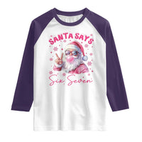 67 Six Seven Pink Santa Christmas Meme Raglan Shirt - Wonder Print Shop
