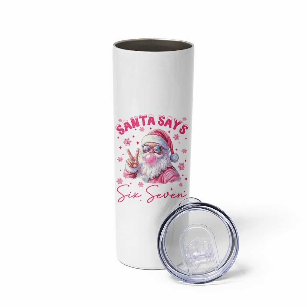 67 Six Seven Pink Santa Christmas Meme Skinny Tumbler - Wonder Print Shop