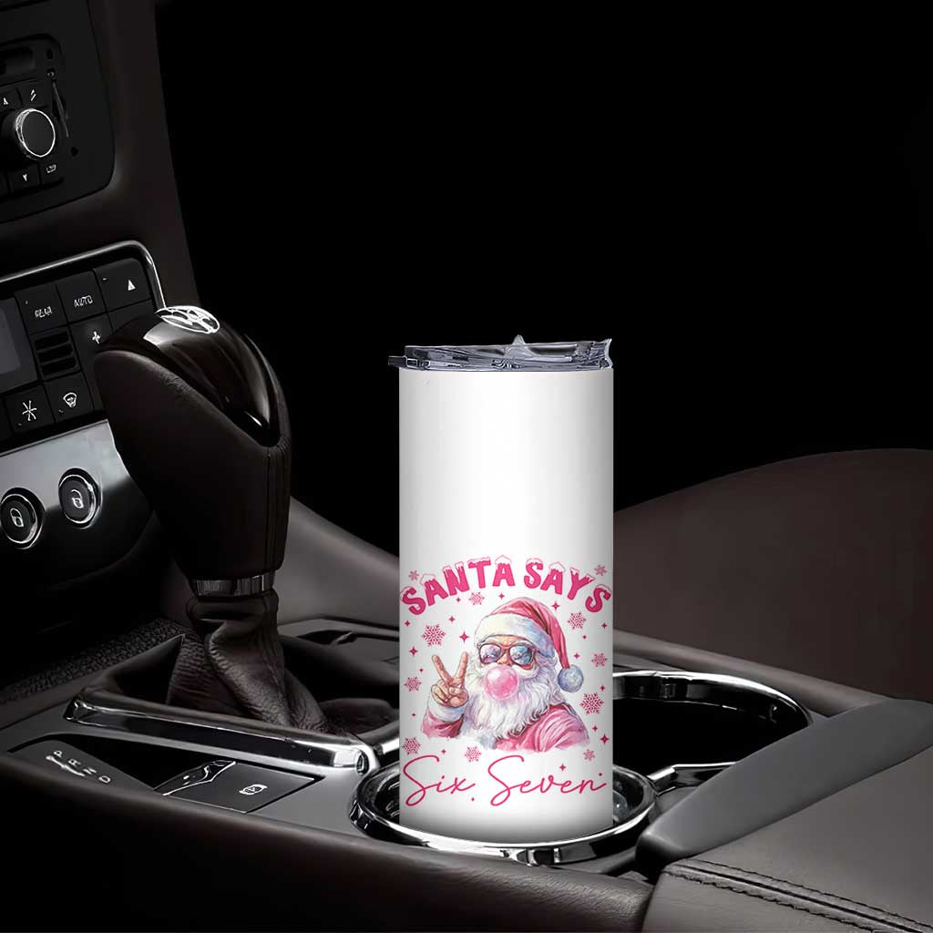 67 Six Seven Pink Santa Christmas Meme Skinny Tumbler - Wonder Print Shop