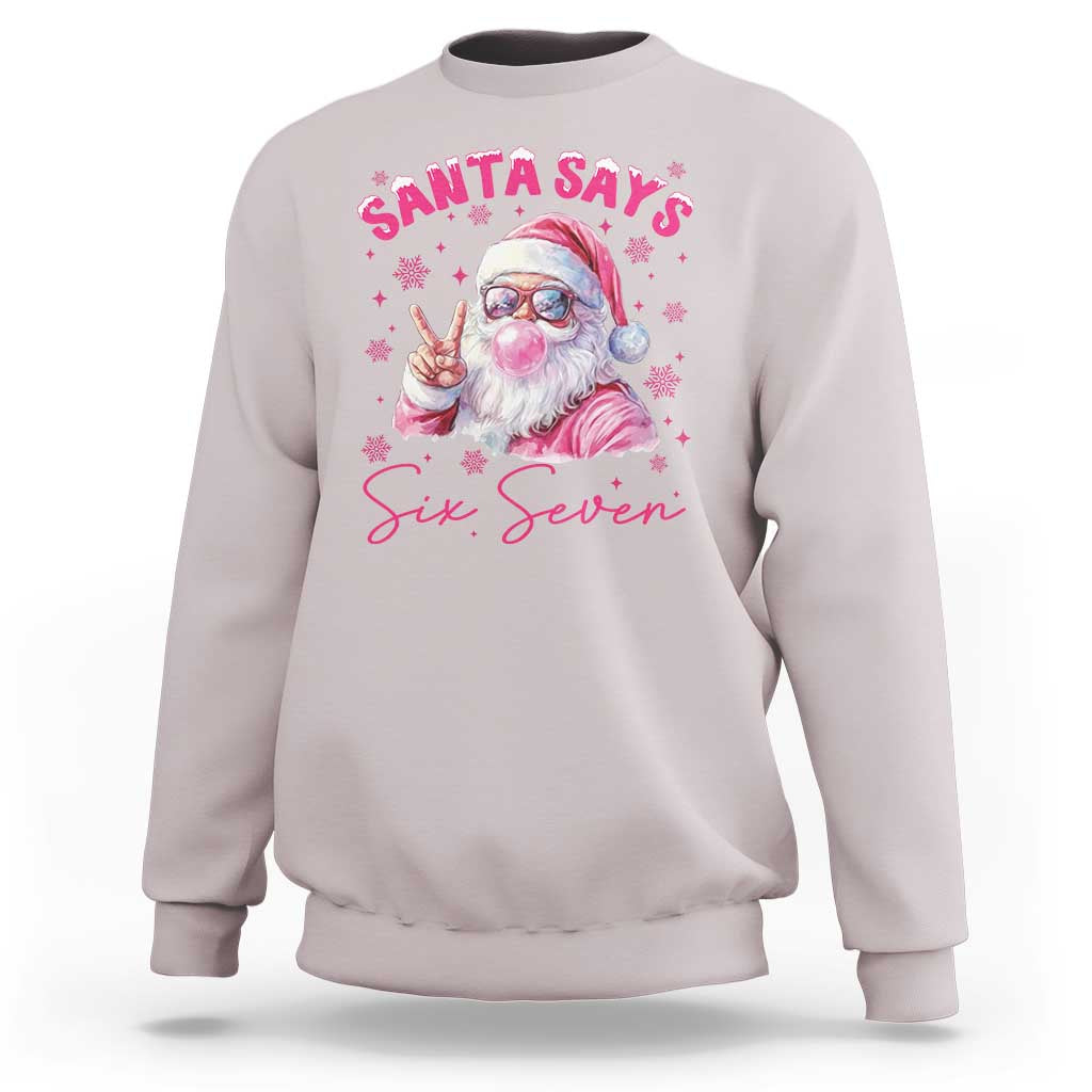 67 Six Seven Pink Santa Christmas Meme Sweatshirt - Wonder Print Shop