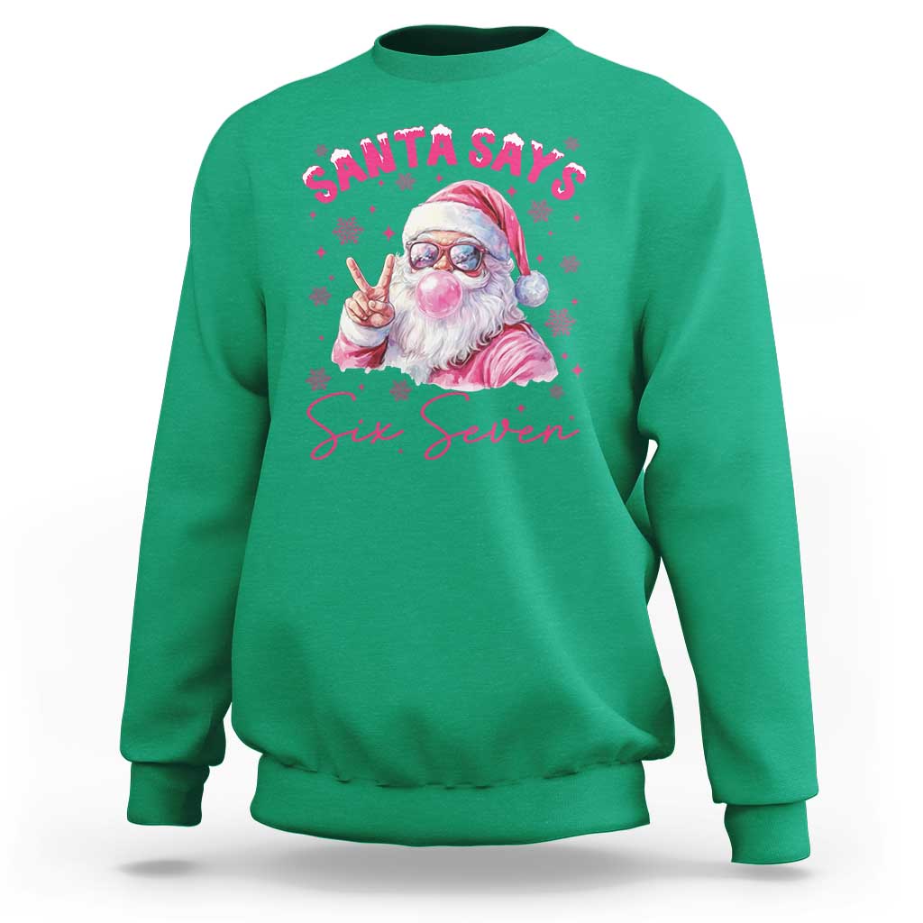 67 Six Seven Pink Santa Christmas Meme Sweatshirt - Wonder Print Shop