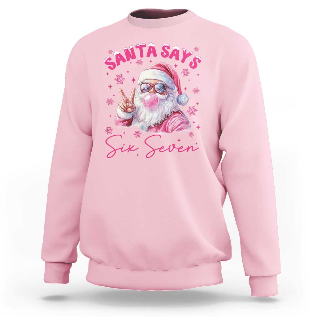 67 Six Seven Pink Santa Christmas Meme Sweatshirt - Wonder Print Shop