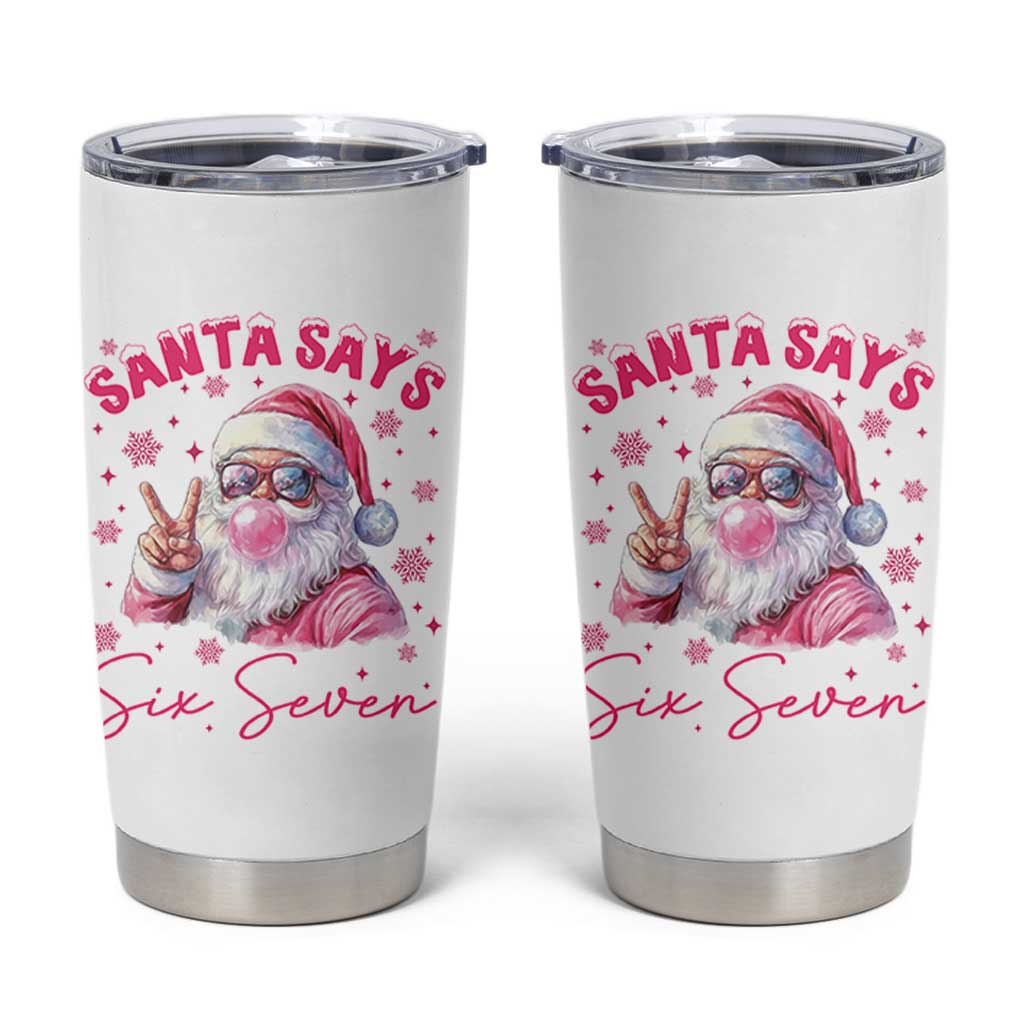 67 Six Seven Pink Santa Christmas Meme Tumbler Cup - Wonder Print Shop