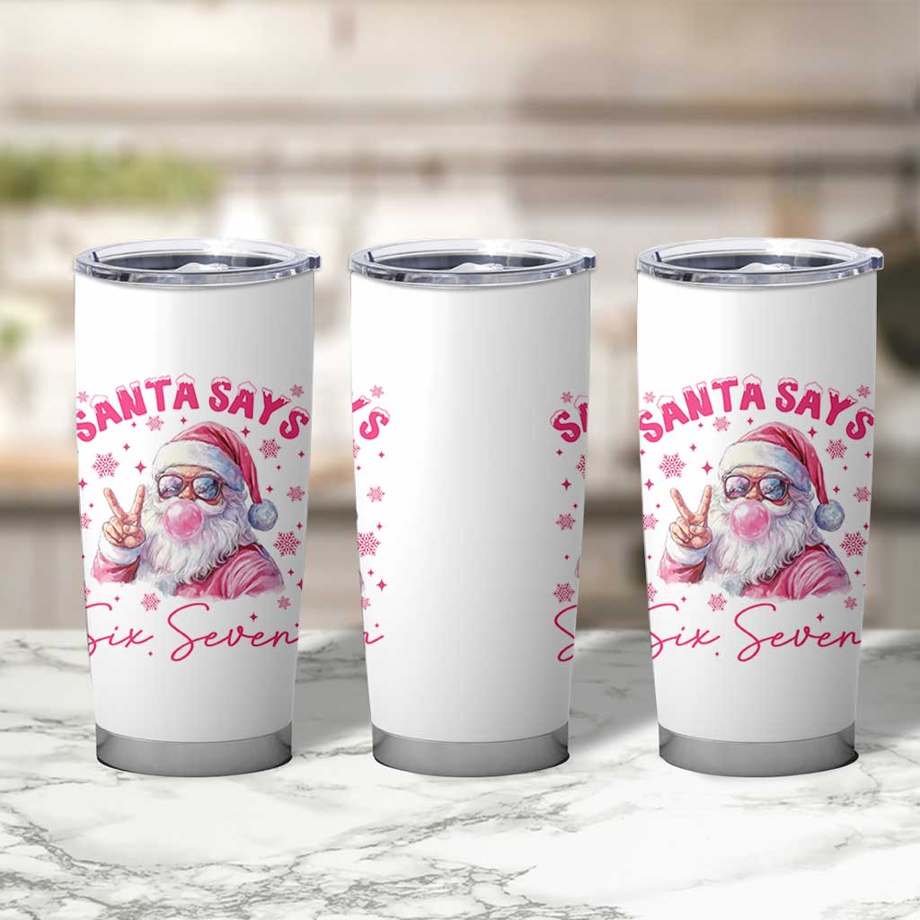 67 Six Seven Pink Santa Christmas Meme Tumbler Cup - Wonder Print Shop
