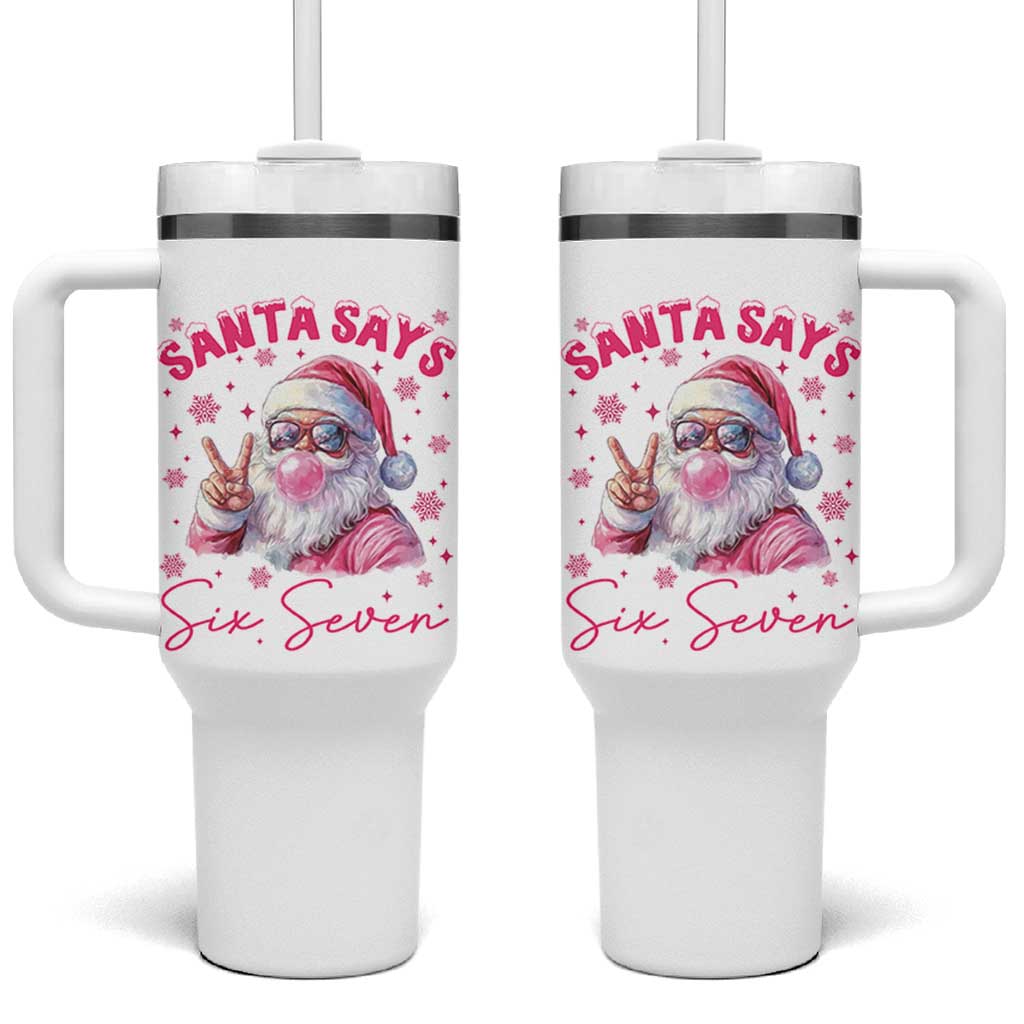 67 Six Seven Pink Santa Christmas Meme Tumbler With Handle - Wonder Print Shop
