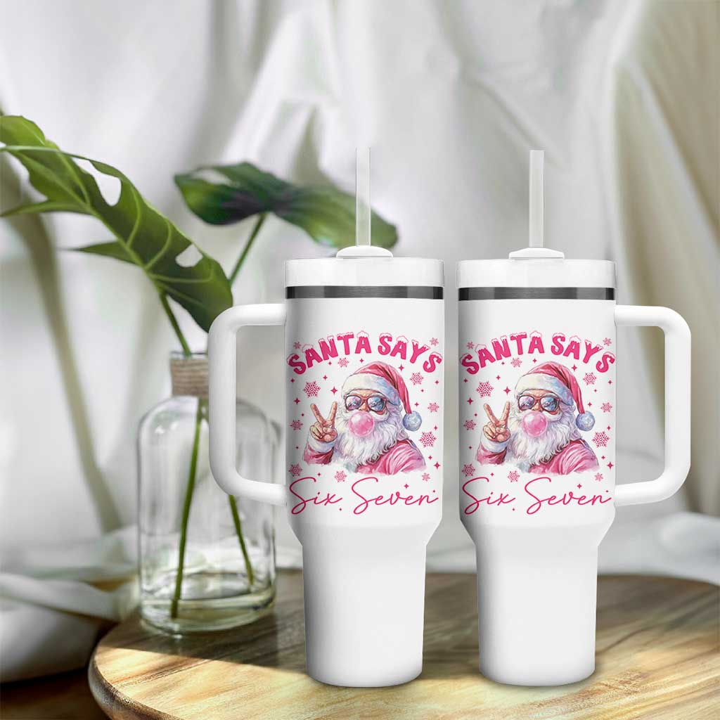 67 Six Seven Pink Santa Christmas Meme Tumbler With Handle - Wonder Print Shop