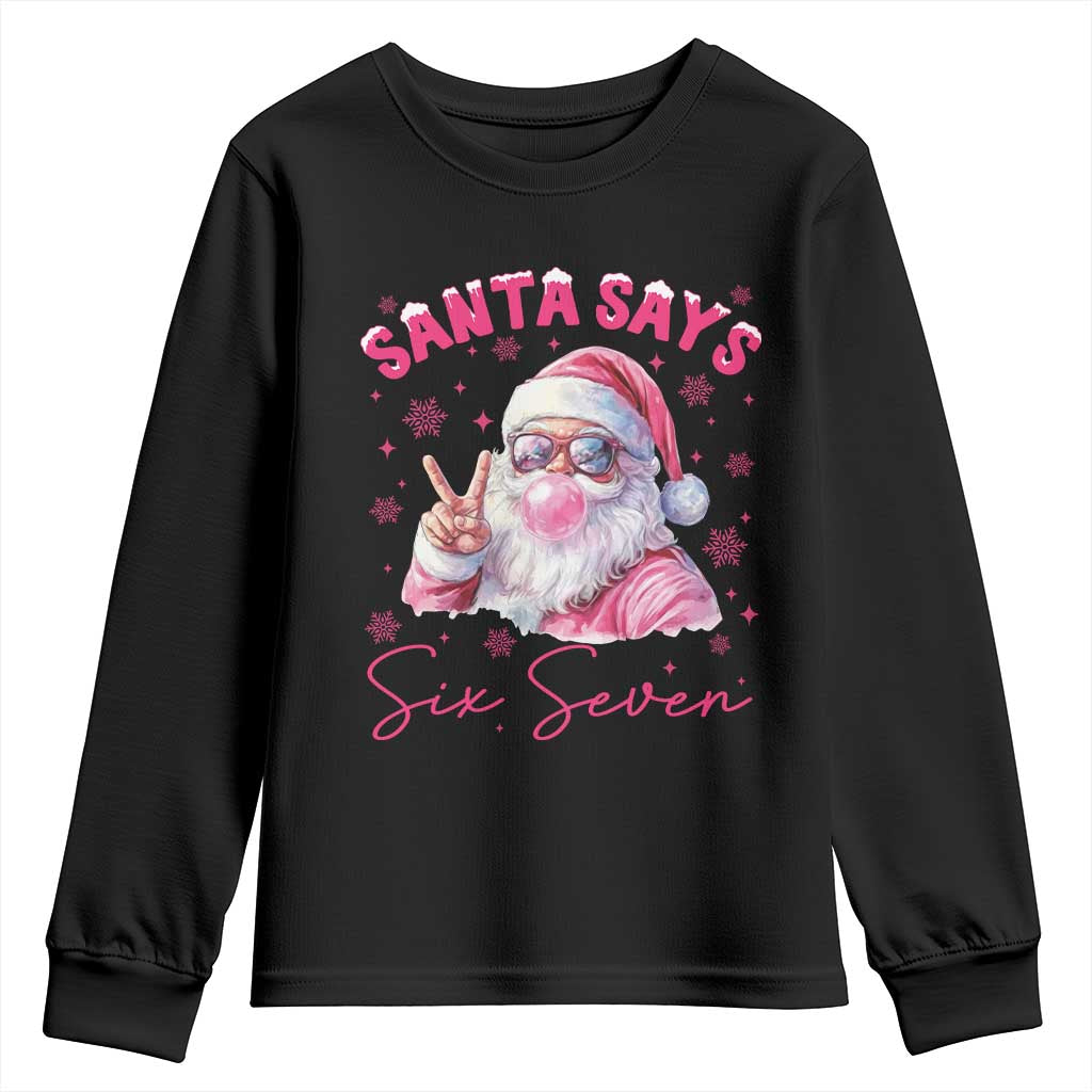 67 Six Seven Pink Santa Christmas Meme Youth Sweatshirt - Wonder Print Shop
