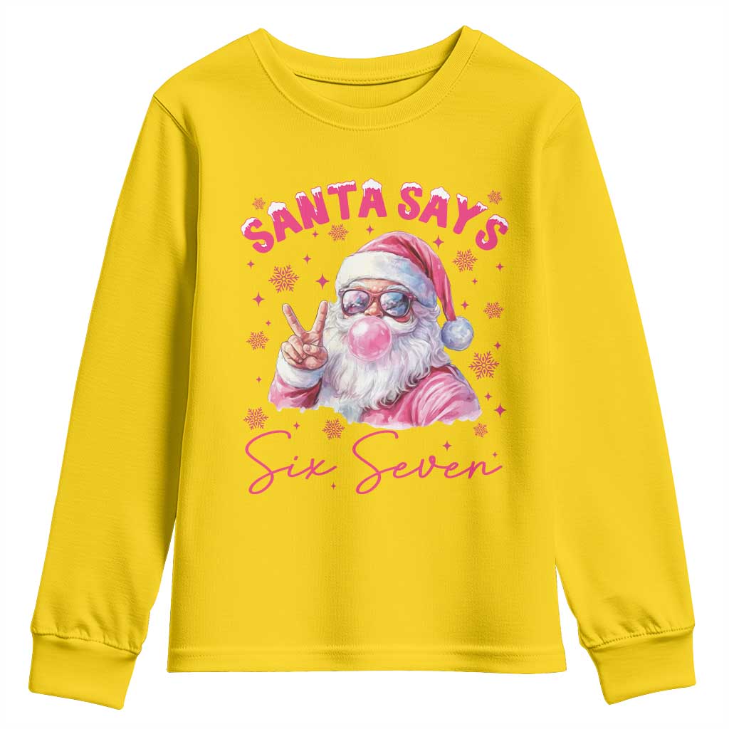 67 Six Seven Pink Santa Christmas Meme Youth Sweatshirt - Wonder Print Shop