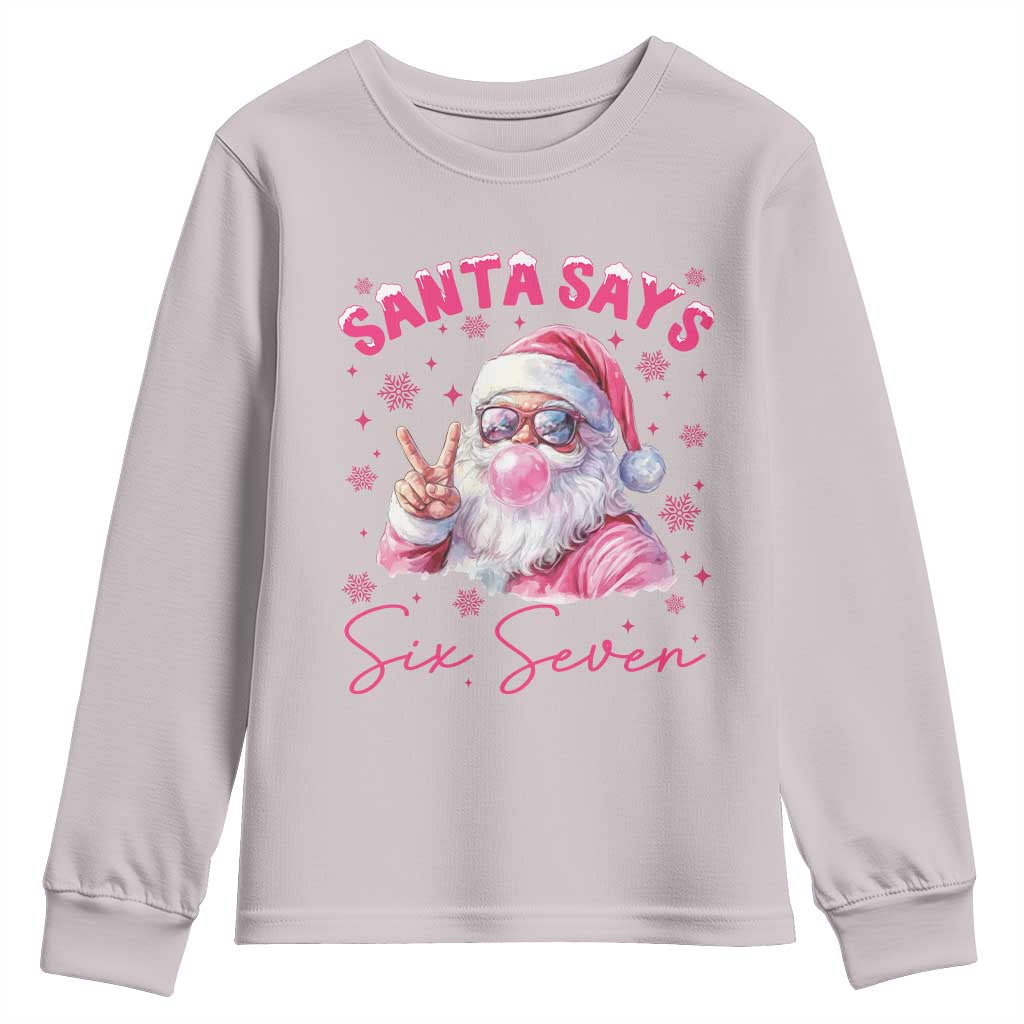 67 Six Seven Pink Santa Christmas Meme Youth Sweatshirt - Wonder Print Shop