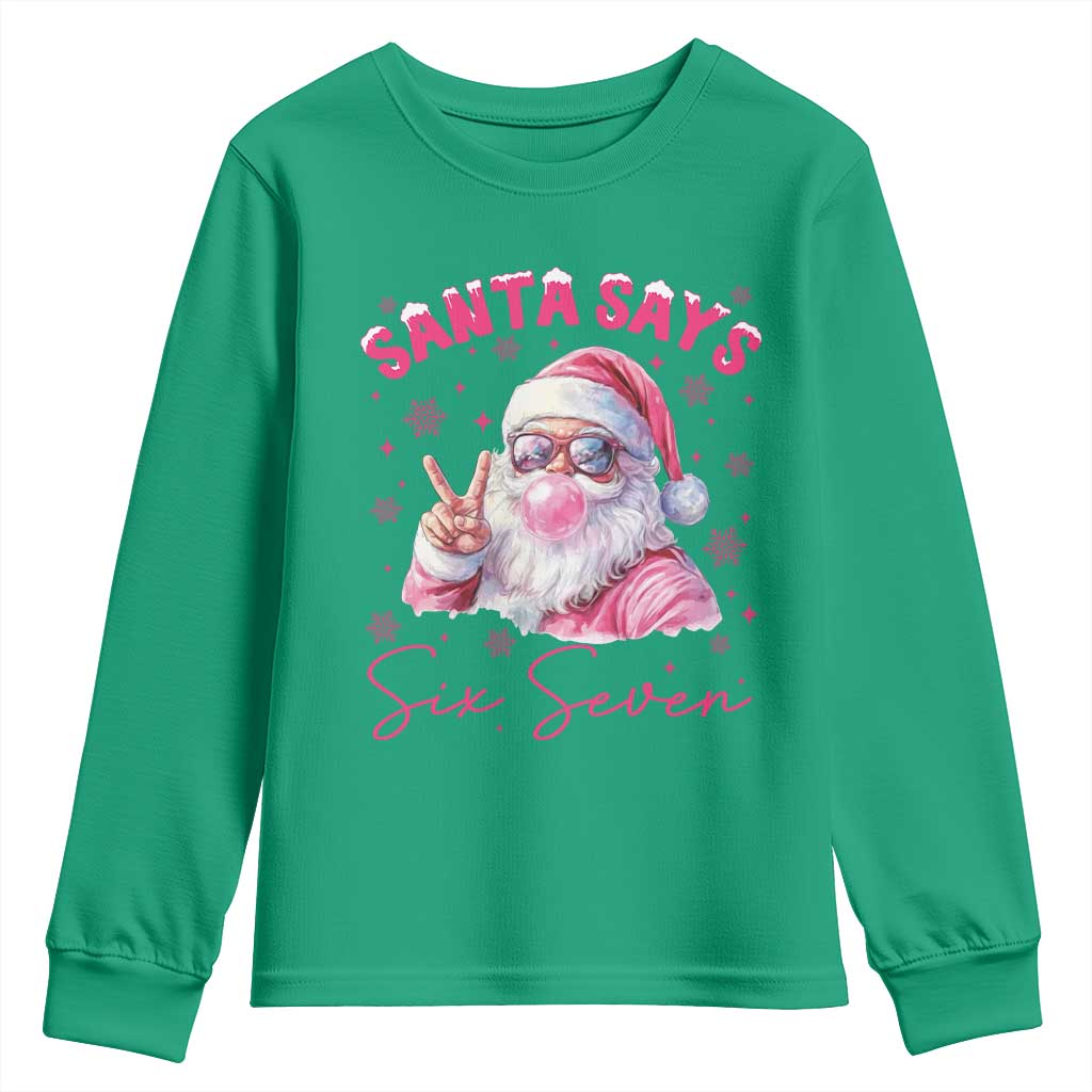 67 Six Seven Pink Santa Christmas Meme Youth Sweatshirt - Wonder Print Shop