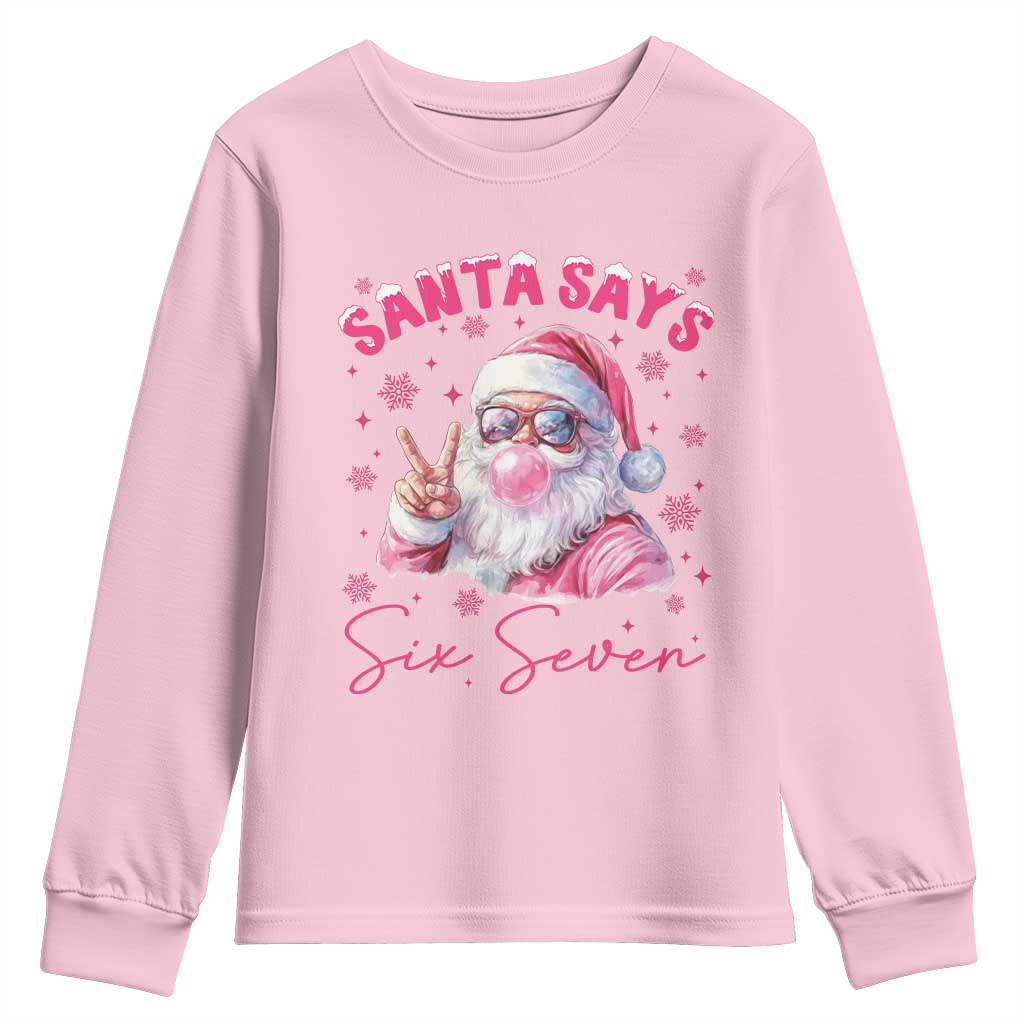 67 Six Seven Pink Santa Christmas Meme Youth Sweatshirt - Wonder Print Shop