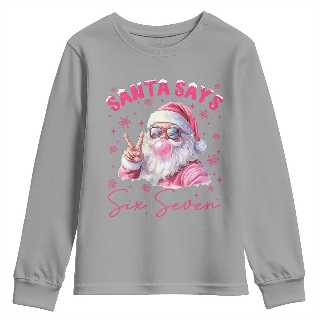 67 Six Seven Pink Santa Christmas Meme Youth Sweatshirt - Wonder Print Shop