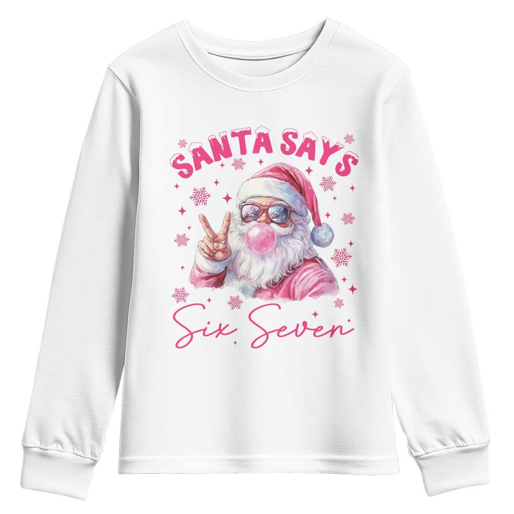 67 Six Seven Pink Santa Christmas Meme Youth Sweatshirt - Wonder Print Shop