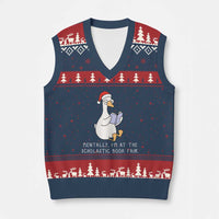 Silly Goose Bookish Xmas V-Neck Knit Sweater Vest Mentally I Am At The Scholastic Book Fair - Wonder Print Shop
