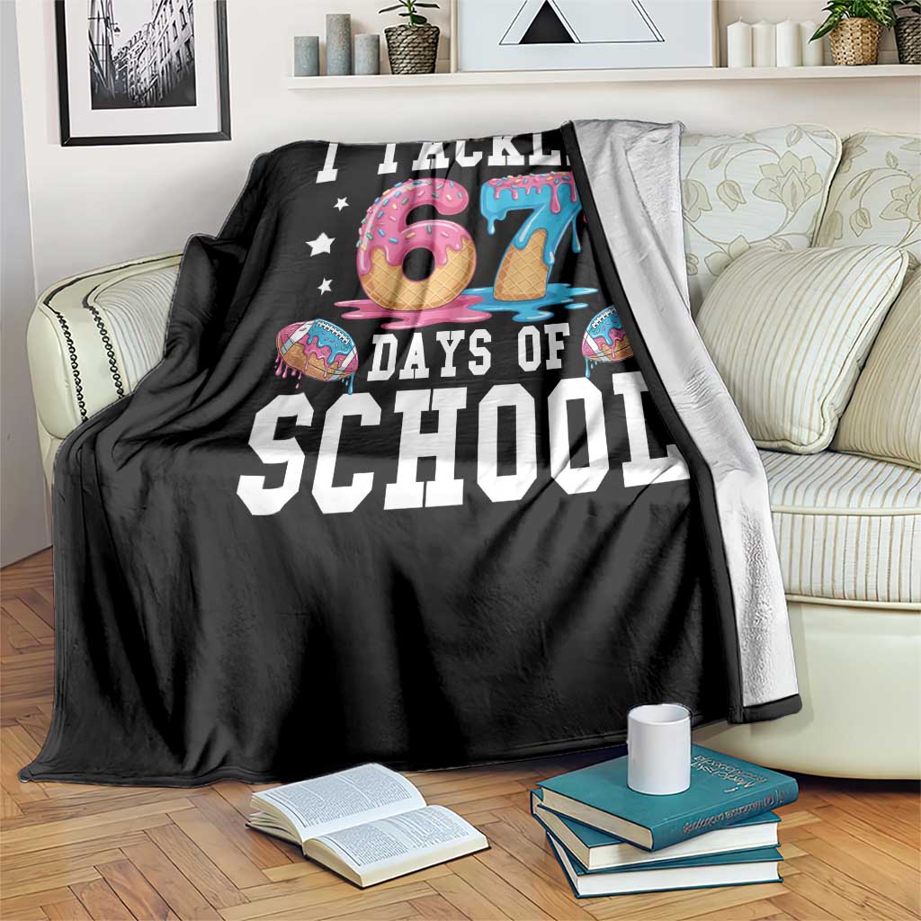67 Days Of School Throw Blanket Six Seven Sports American Football Ice Cream Drip - Wonder Print Shop
