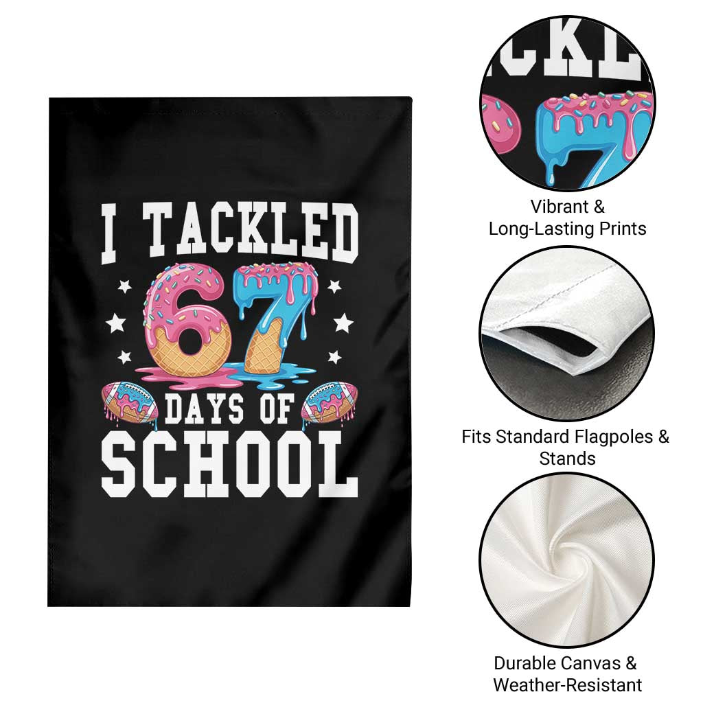67 Days Of School Garden Flag Six Seven Sports American Football Ice Cream Drip - Wonder Print Shop