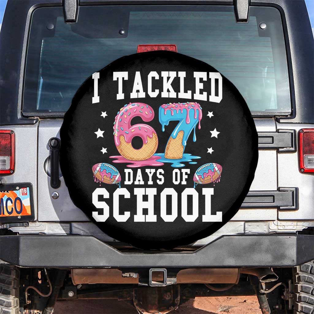 67 Days Of School Spare Tire Cover Six Seven Sports American Football Ice Cream Drip - Wonder Print Shop