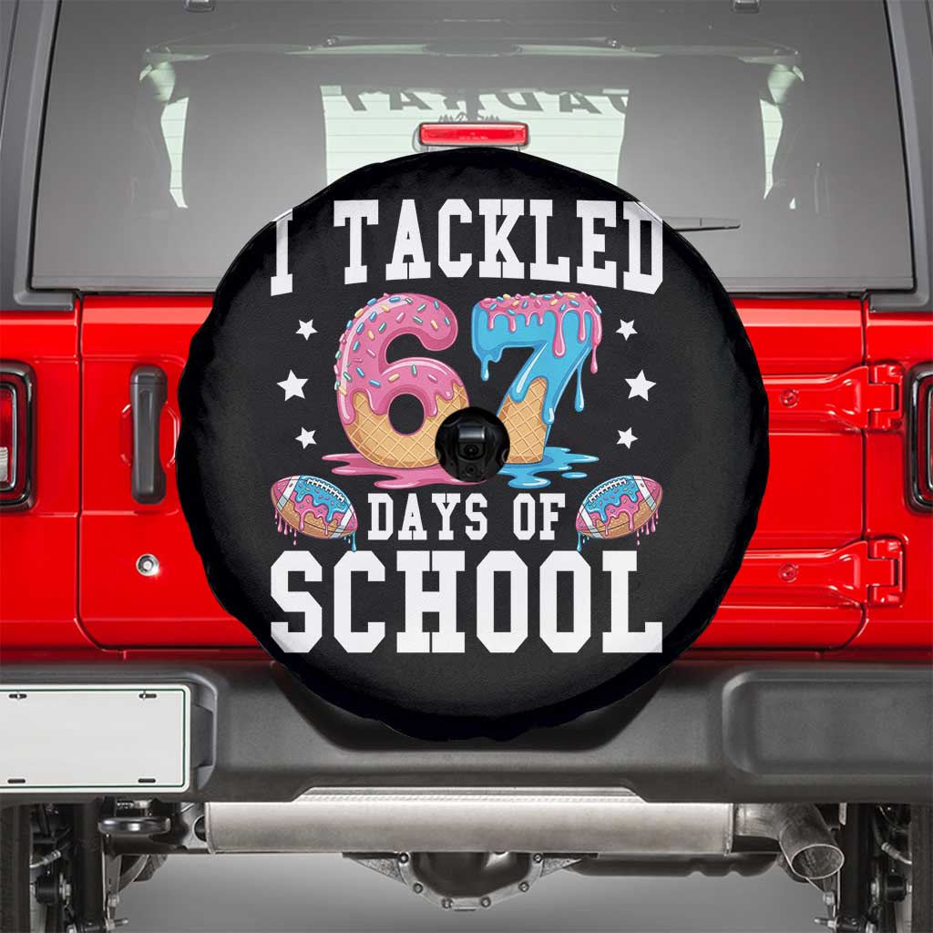 67 Days Of School Spare Tire Cover Six Seven Sports American Football Ice Cream Drip - Wonder Print Shop