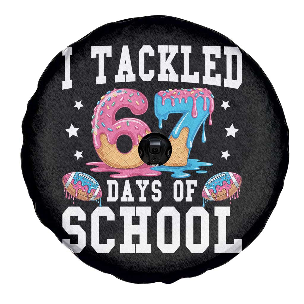 67 Days Of School Spare Tire Cover Six Seven Sports American Football Ice Cream Drip - Wonder Print Shop