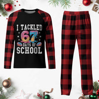 67 Days Of School Plaid Pajama Set Six Seven Sports American Football Ice Cream Drip - Wonder Print Shop