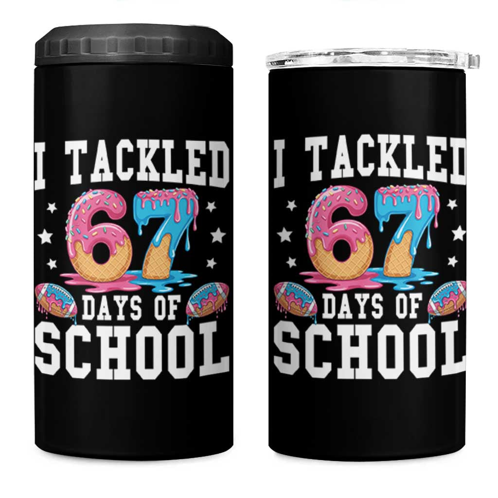67 Days Of School 4 in 1 Can Cooler Tumbler Six Seven Sports American Football Ice Cream Drip - Wonder Print Shop