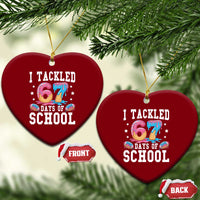 67 Days Of School Ceramic Ornament Six Seven Sports American Football Ice Cream Drip - Wonder Print Shop