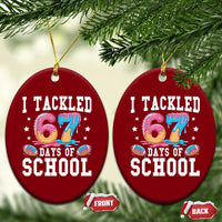 67 Days Of School Ceramic Ornament Six Seven Sports American Football Ice Cream Drip - Wonder Print Shop