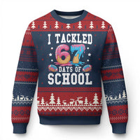 67 Days Of School Ugly Christmas Sweater Six Seven Sports American Football Ice Cream Drip - Wonder Print Shop