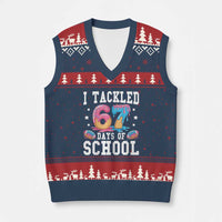 67 Days Of School V-Neck Knit Sweater Vest Six Seven Sports American Football Ice Cream Drip - Wonder Print Shop