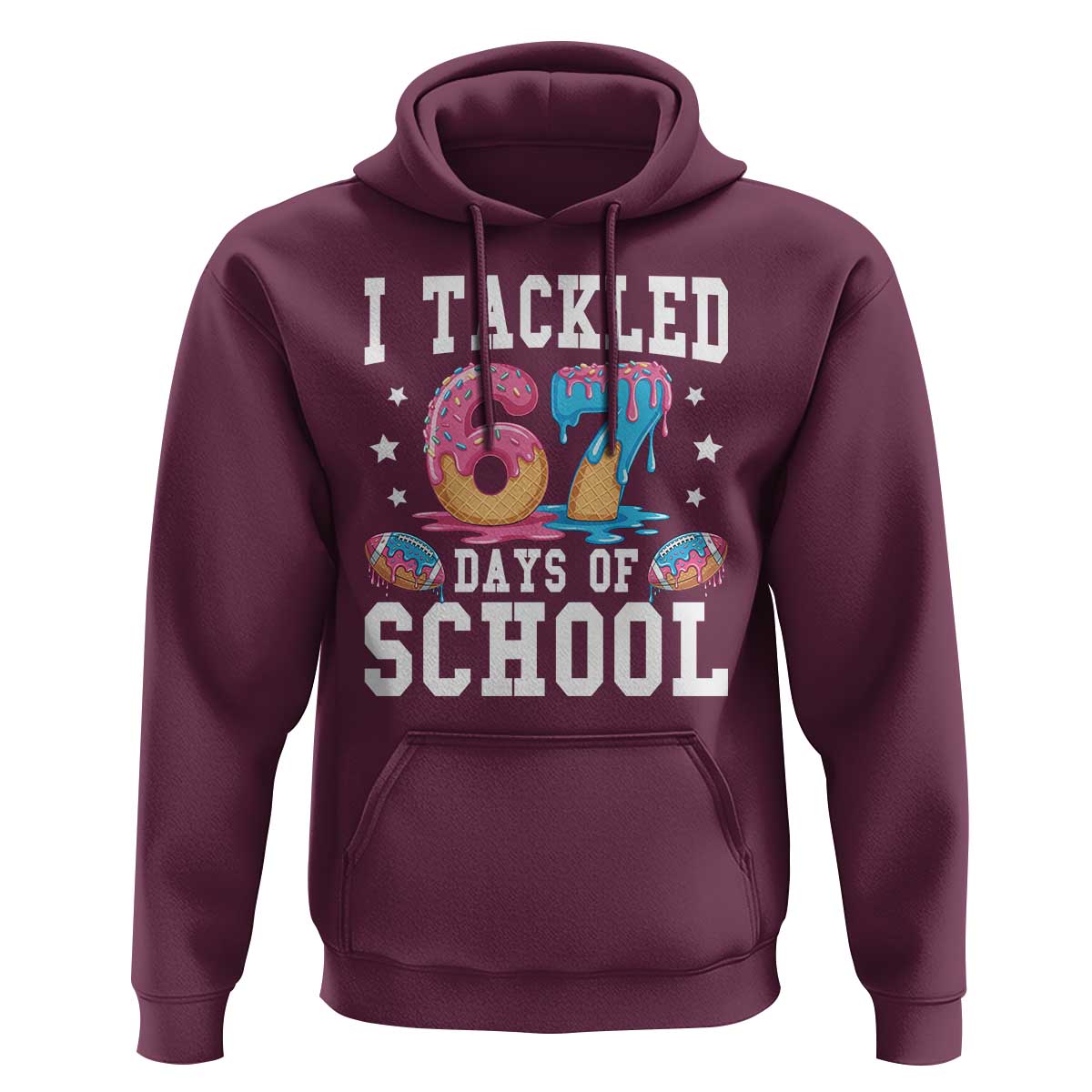67 Days Of School Hoodie Six Seven Sports American Football Ice Cream Drip - Wonder Print Shop