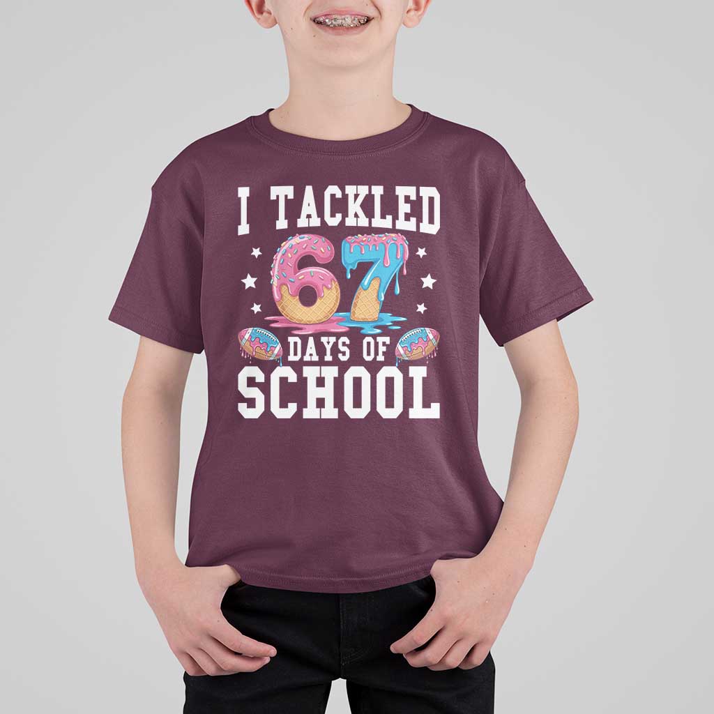 67 Days Of School T Shirt For Kid Six Seven Sports American Football Ice Cream Drip - Wonder Print Shop