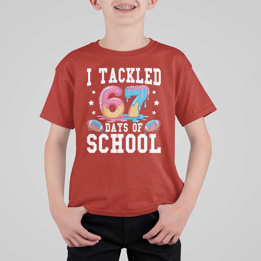 67 Days Of School T Shirt For Kid Six Seven Sports American Football Ice Cream Drip - Wonder Print Shop
