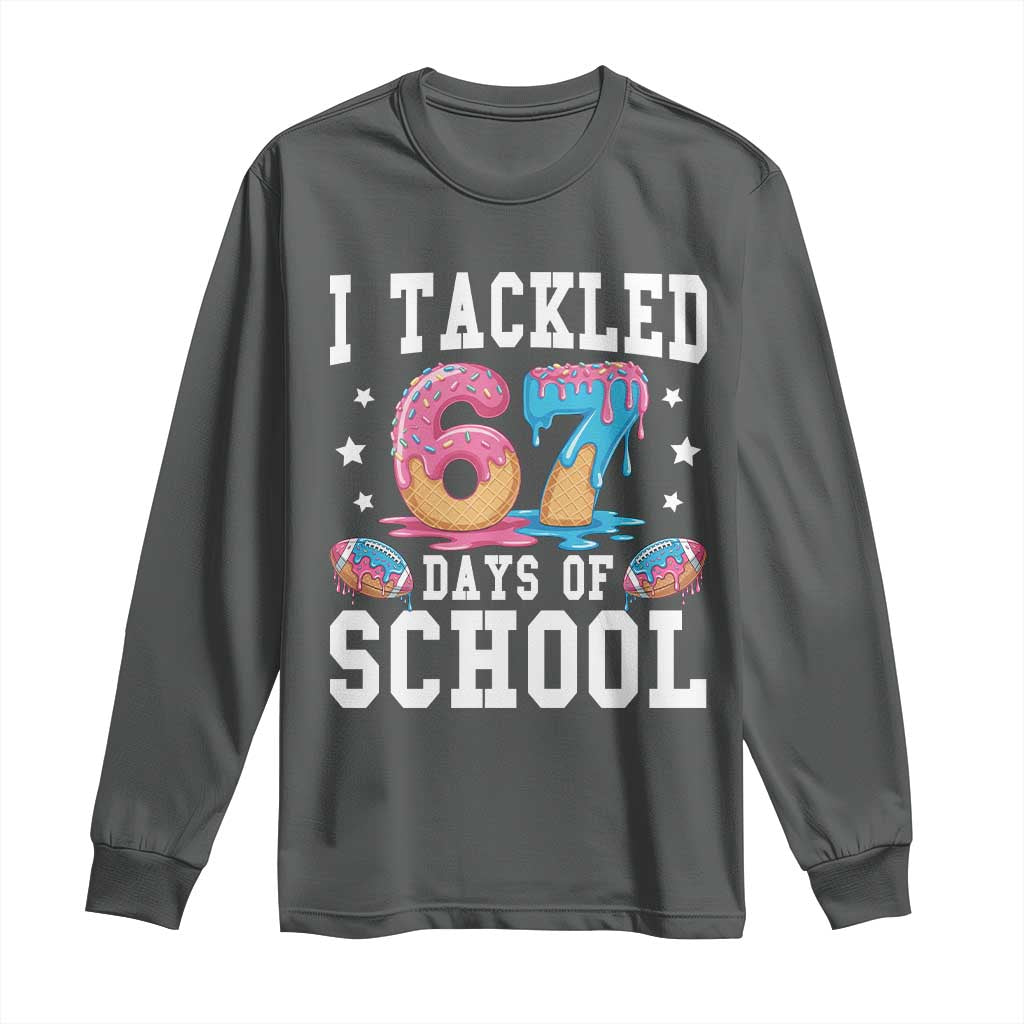 67 Days Of School Long Sleeve Shirt Six Seven Sports American Football Ice Cream Drip - Wonder Print Shop