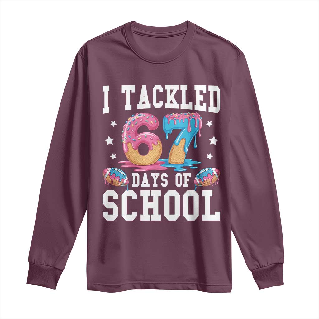 67 Days Of School Long Sleeve Shirt Six Seven Sports American Football Ice Cream Drip - Wonder Print Shop