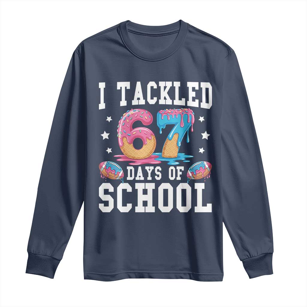 67 Days Of School Long Sleeve Shirt Six Seven Sports American Football Ice Cream Drip - Wonder Print Shop