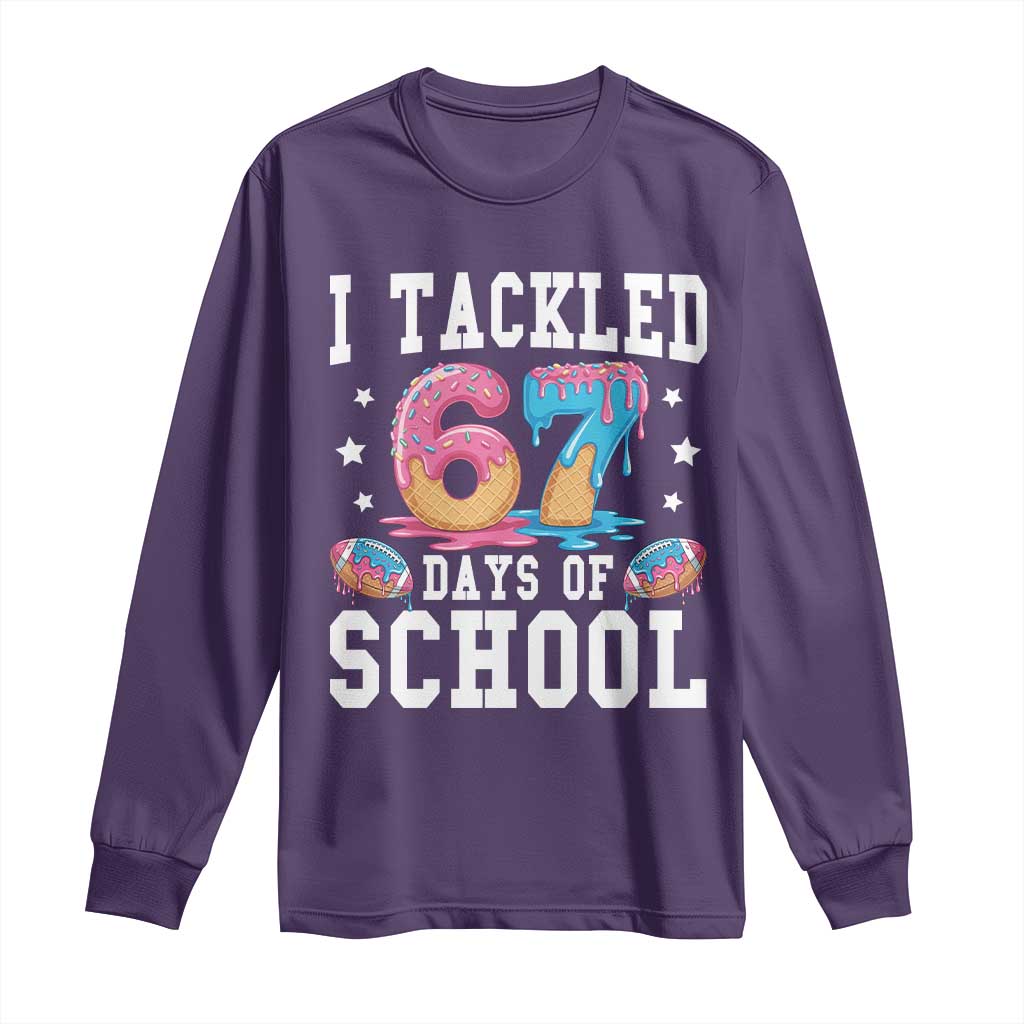 67 Days Of School Long Sleeve Shirt Six Seven Sports American Football Ice Cream Drip - Wonder Print Shop