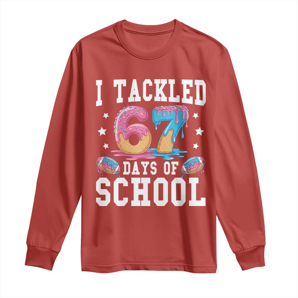 67 Days Of School Long Sleeve Shirt Six Seven Sports American Football Ice Cream Drip - Wonder Print Shop